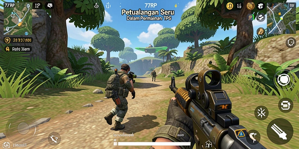 Tampilan gameplay seru dalam game TPS 77RP dengan aksi mendebarkan.