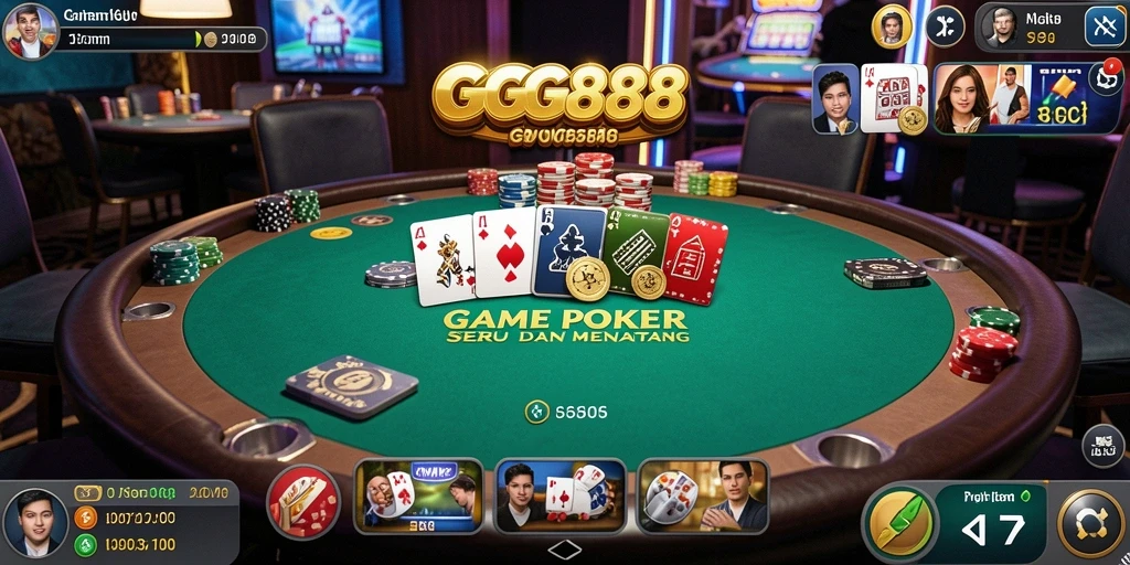 Tampilan gameplay seru dalam GGG888 yang menampilkan aksi poker intens.