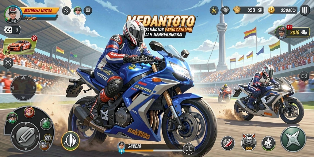 Gameplay seru balapan motor di MEDANTOTO.