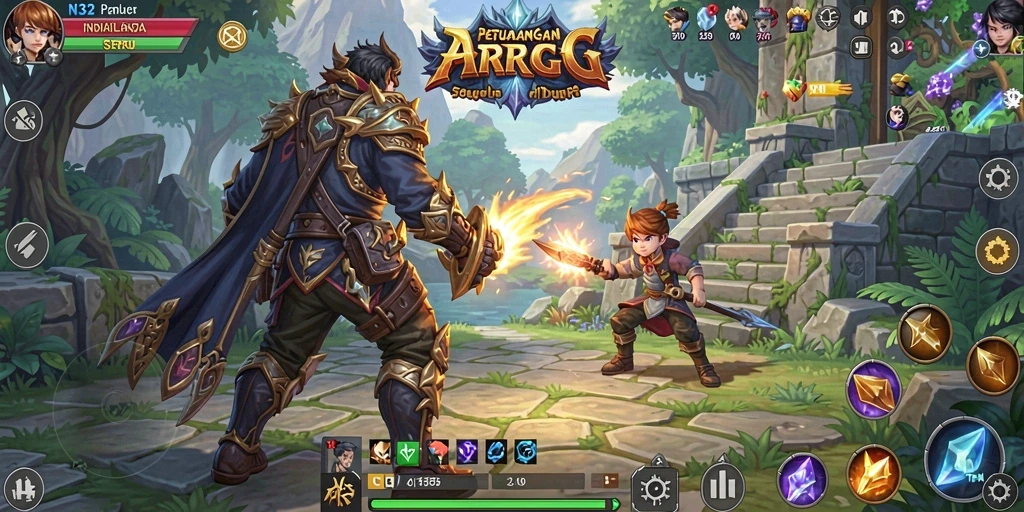 Screenshot gameplay N32 menunjukkan pertempuran epik di dunia ARPG.