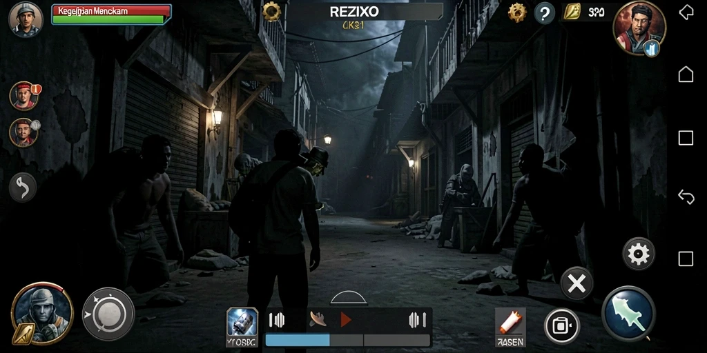 Screenshot gameplay REZIXO menampilkan suasana Horror yang mendebarkan.